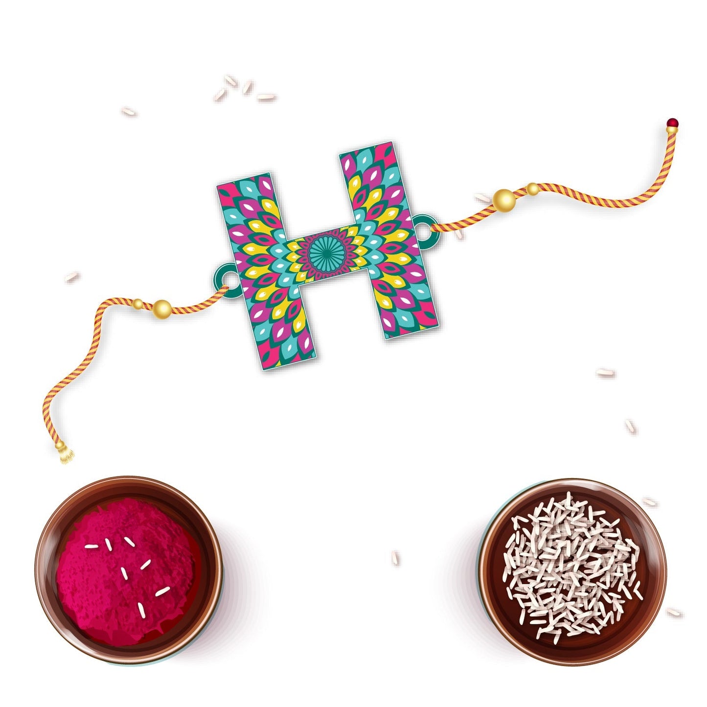 Indianvibez Alphabet H Wooden Rakhi - Kids Rakhi