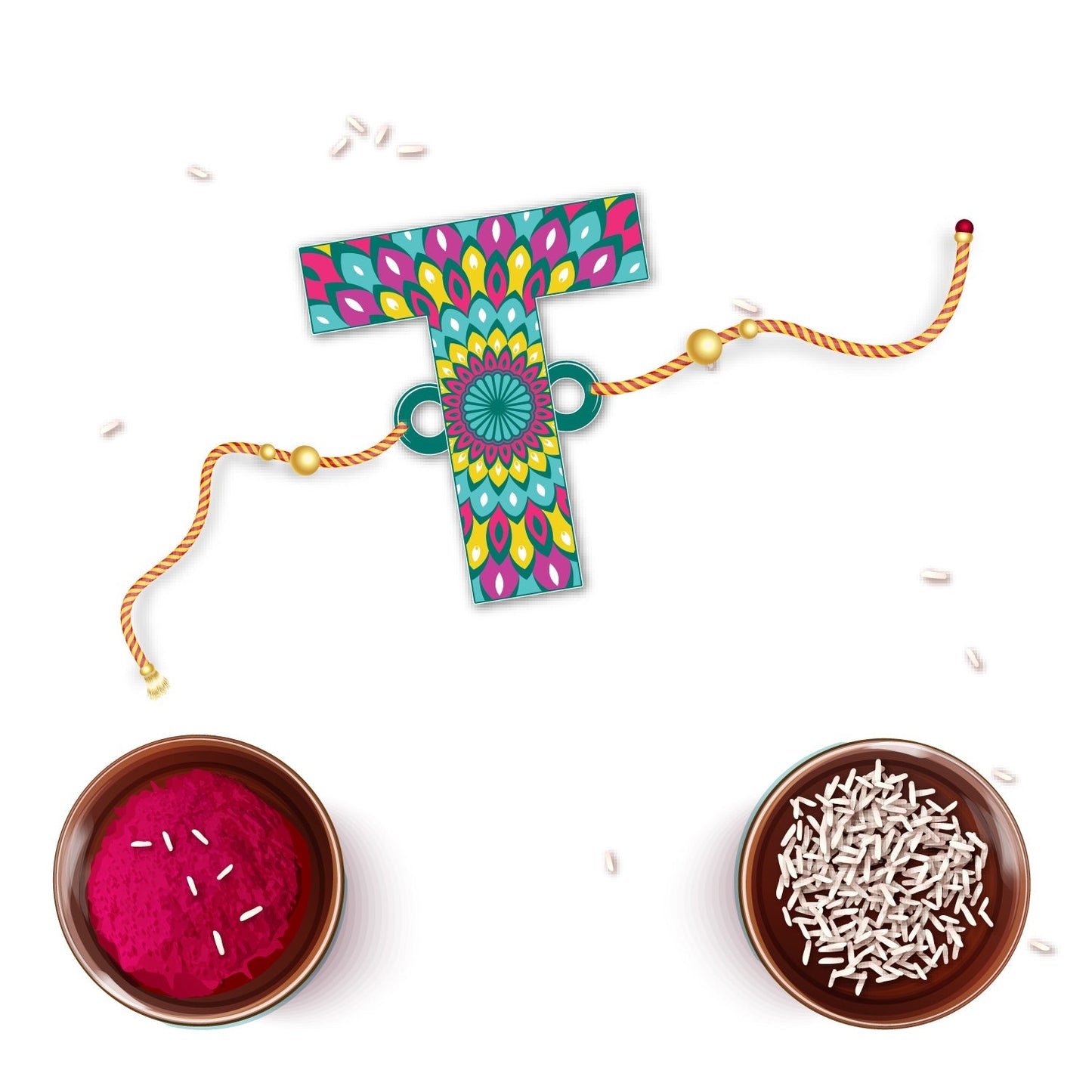 Indianvibez Alphabet T Wooden Rakhi - Kids Rakhi