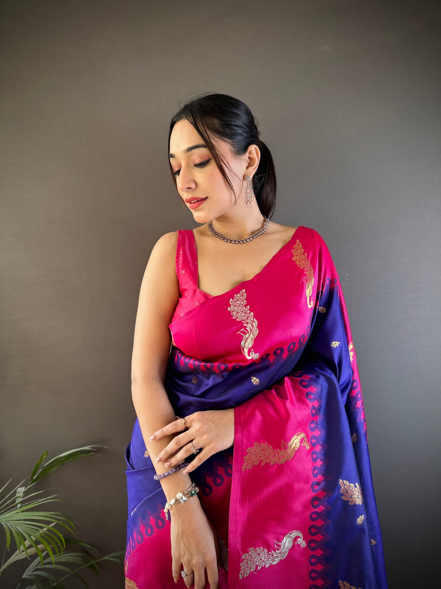 Sonakshi Women's Royal Blue Soft Banarasi Silk Zari Weaving Traditional Saree with Blouse