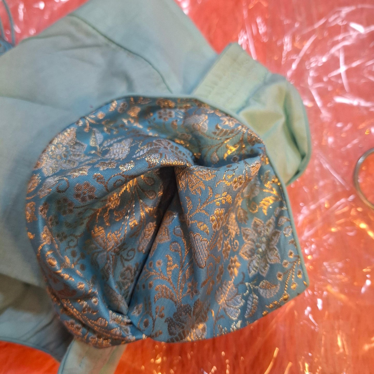 Kia Fashions Blue Banarasi With Gold & Silver Weave Readymade Blouse