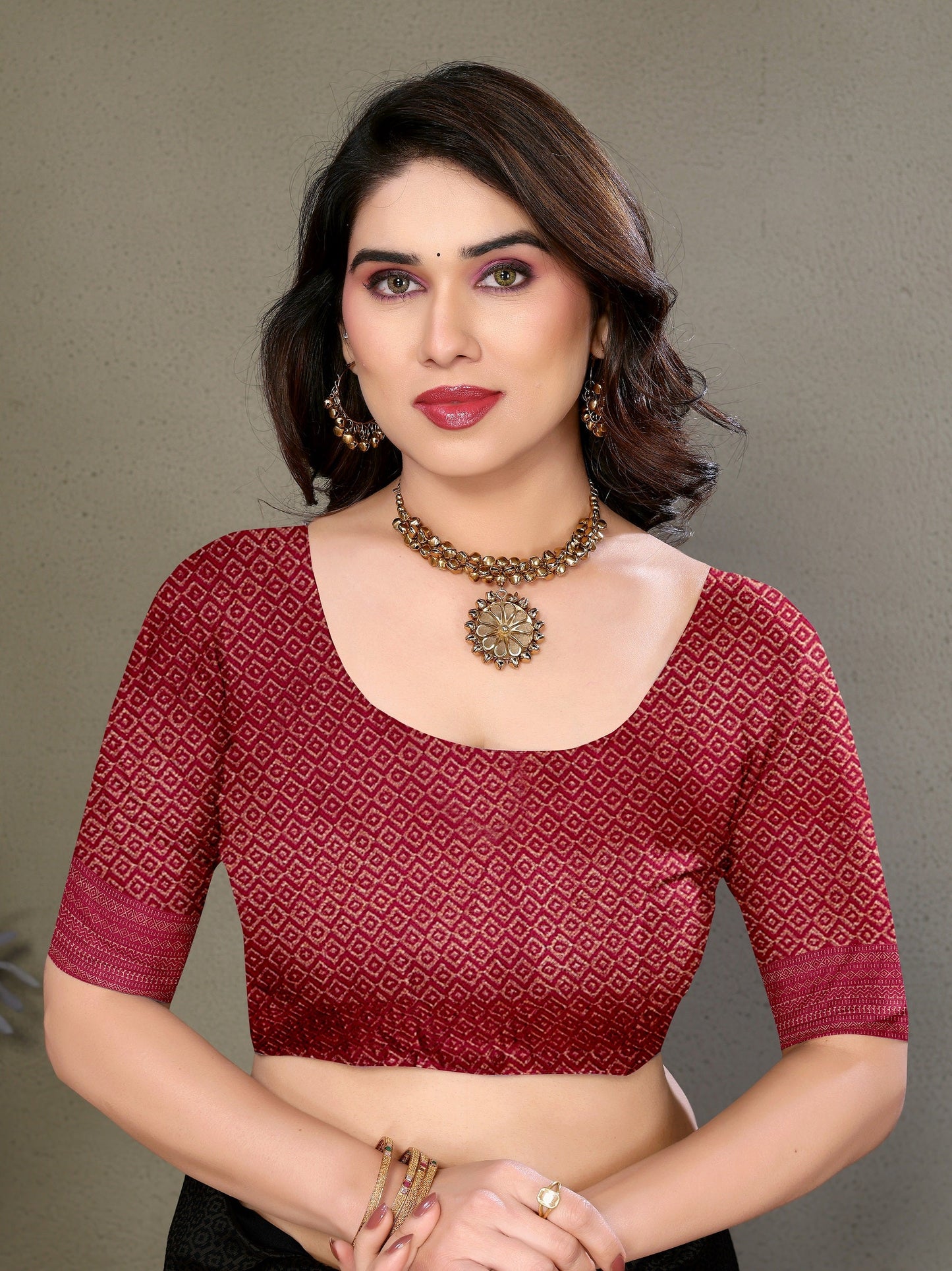 Vedant Vastram Litchi Silk Banarasi Silk Saree - Maroon