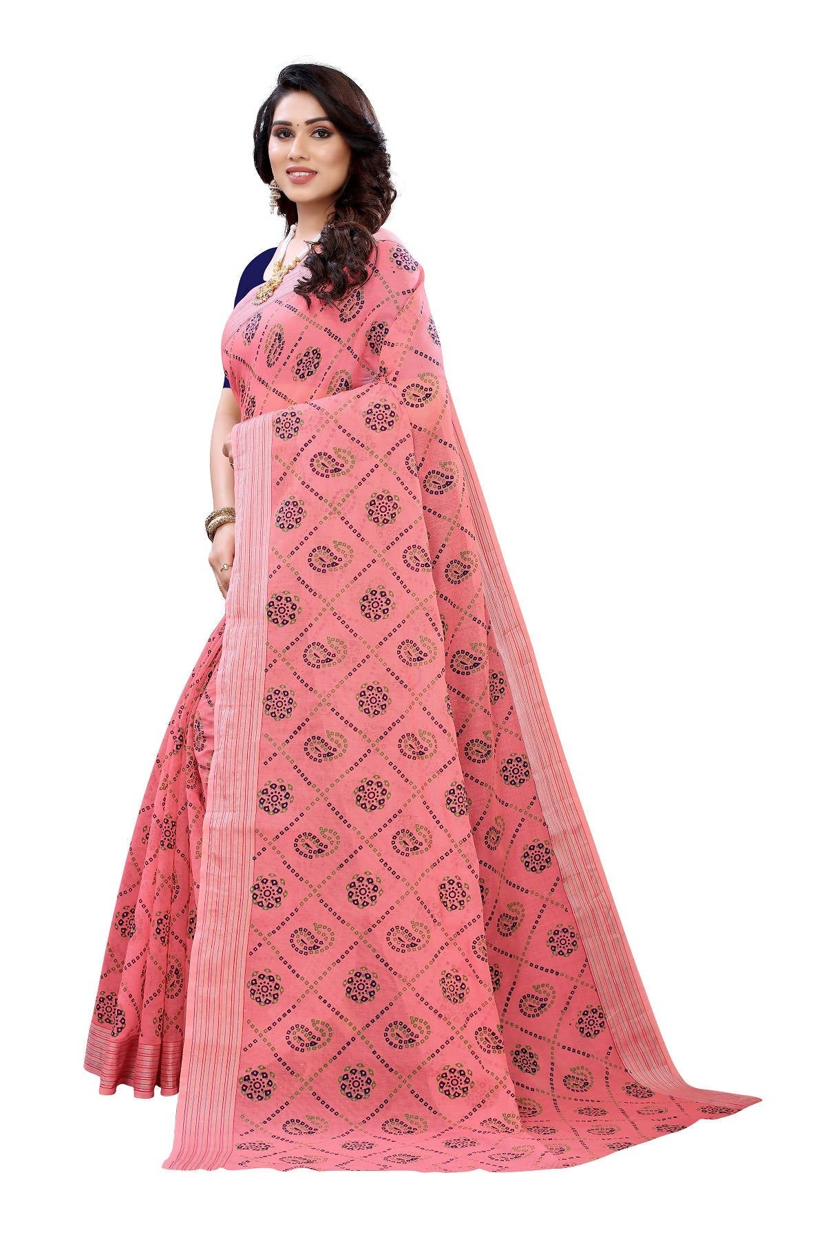 Vamika Peach Linen Jari Border Saree (CHARVI PEACH)