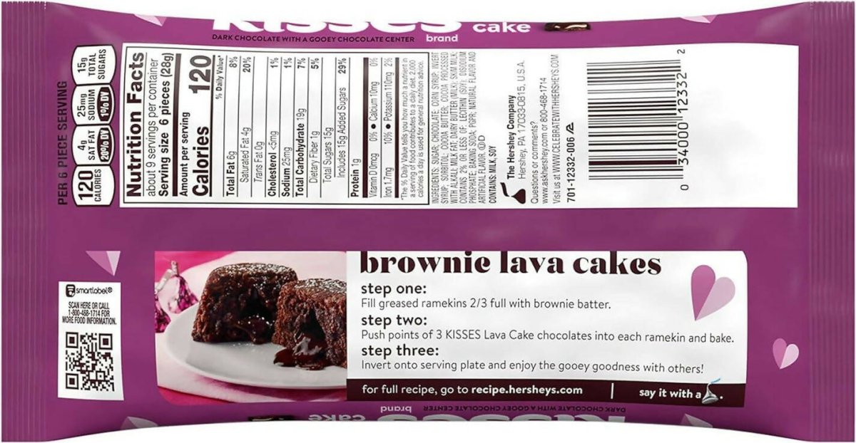 Ajfan Hershey's Kisses Lava Cake - Dark Chocolate With A Gooey Chocolate Center