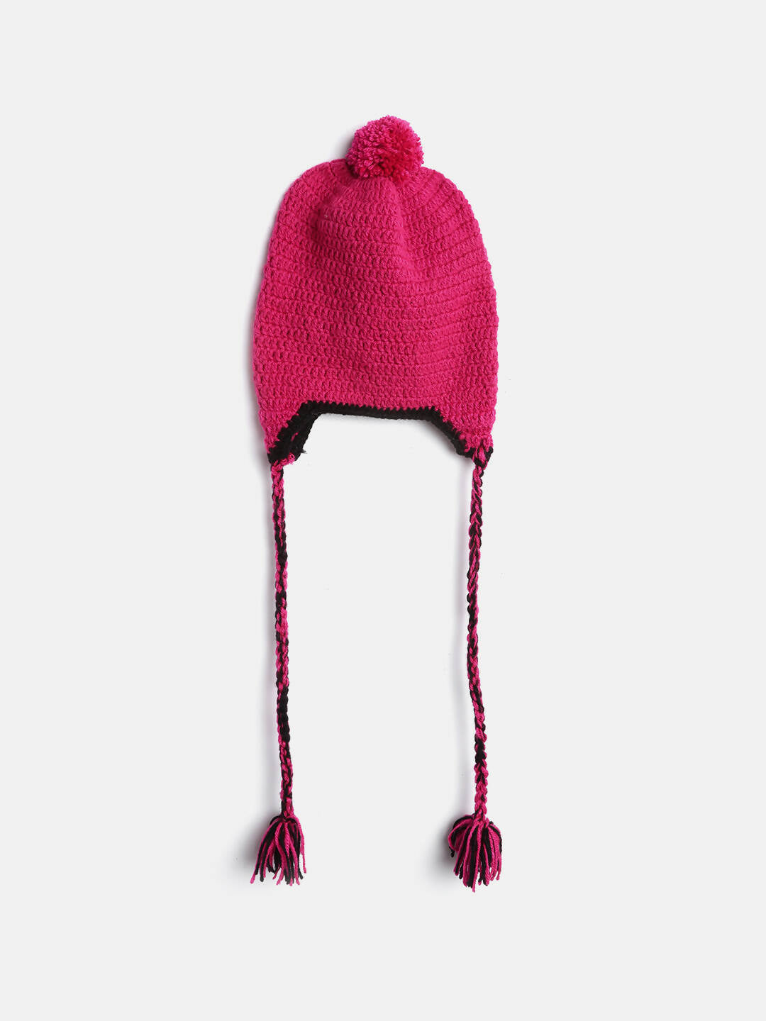 Chutput Kids Woollen Hand Knitted Googly Eye Detail Cap - Magenta