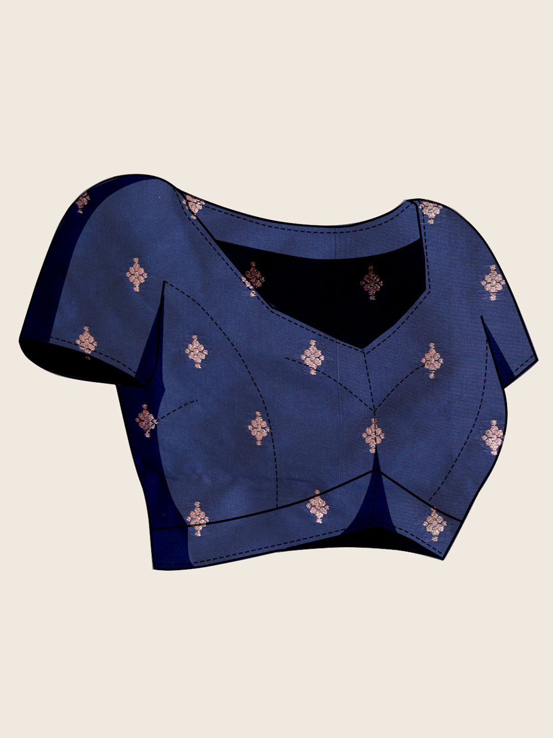 Vedant Vastram Soft Litchi Silk Banarasi Silk Jacquard Saree - Navy Blue