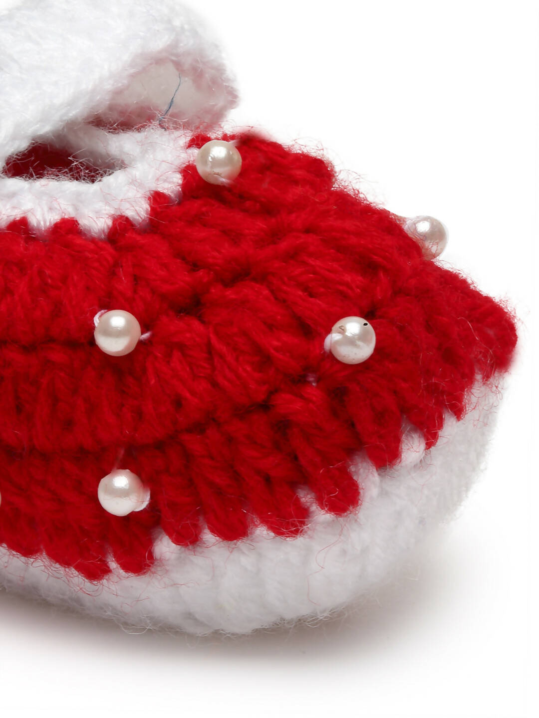 Chutput Kids Woollen Hand Knitted Self Desgin Detailed Booties - Red