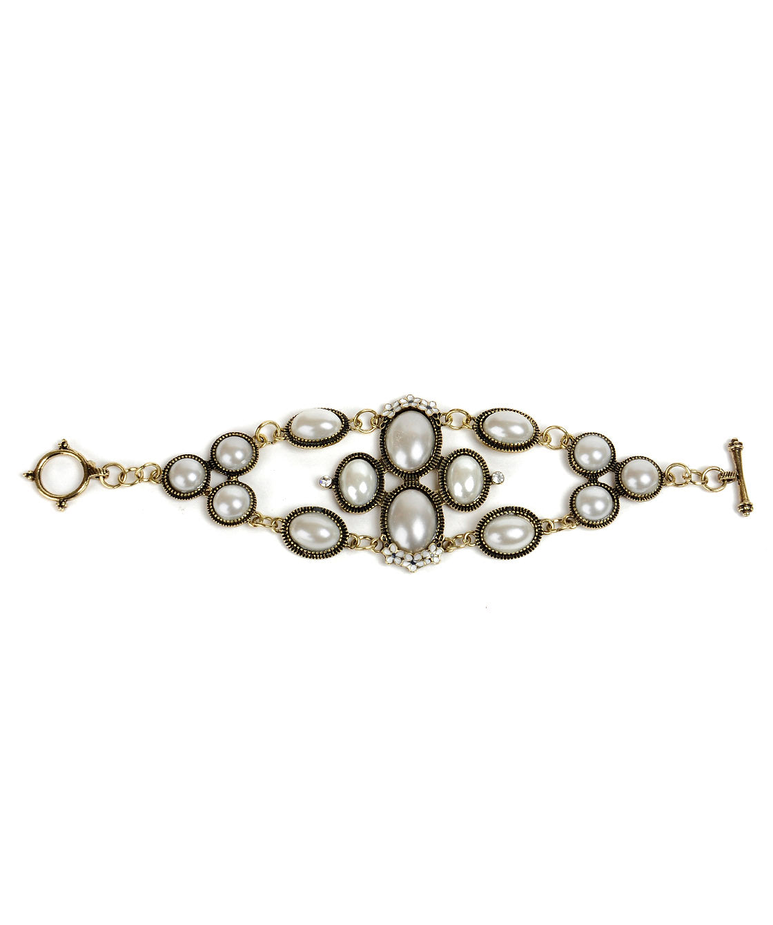 Gold-Polished Alloy Pearl Studded Designer Bracelet - The Pari
