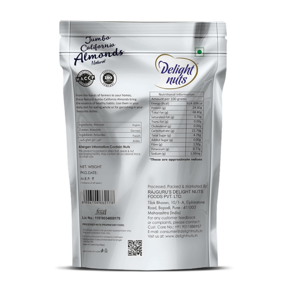 Delight nuts Jumbo California Whole Almonds Natural