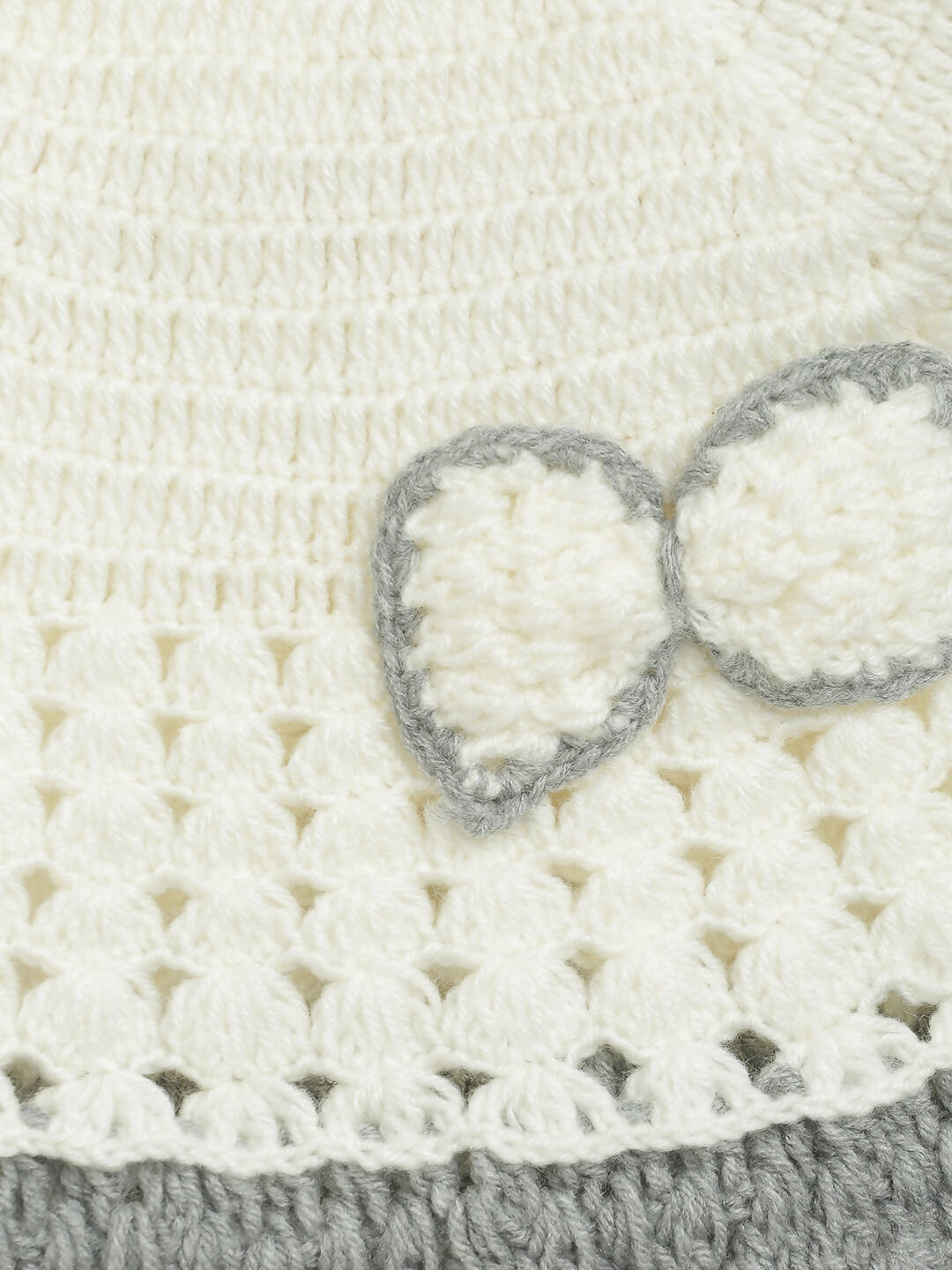 ChutPut Hand knitted Crochet Wool Dress For Baby Girls - White