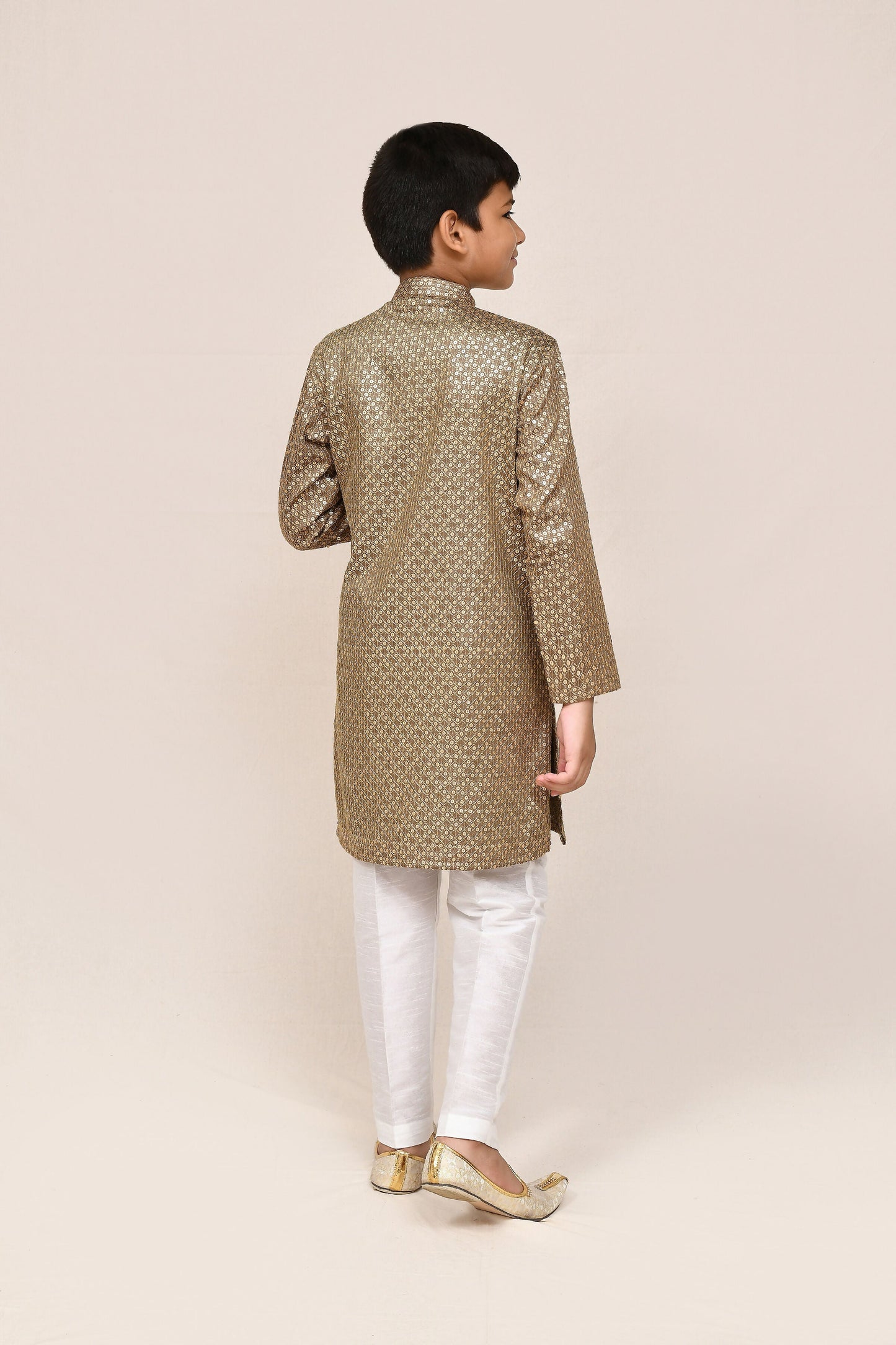 Joban Fashion Satin Cotton Gold Kurta With Straight Fit Pant