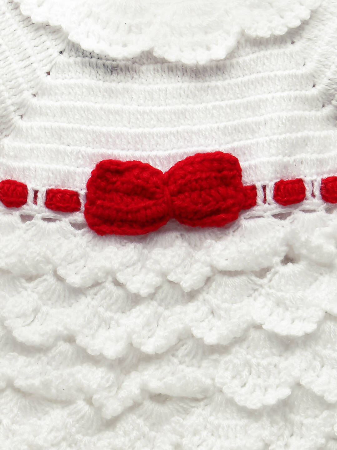 ChutPut Hand knitted Cinderella Wool Dress with Head band For Baby Girls - White