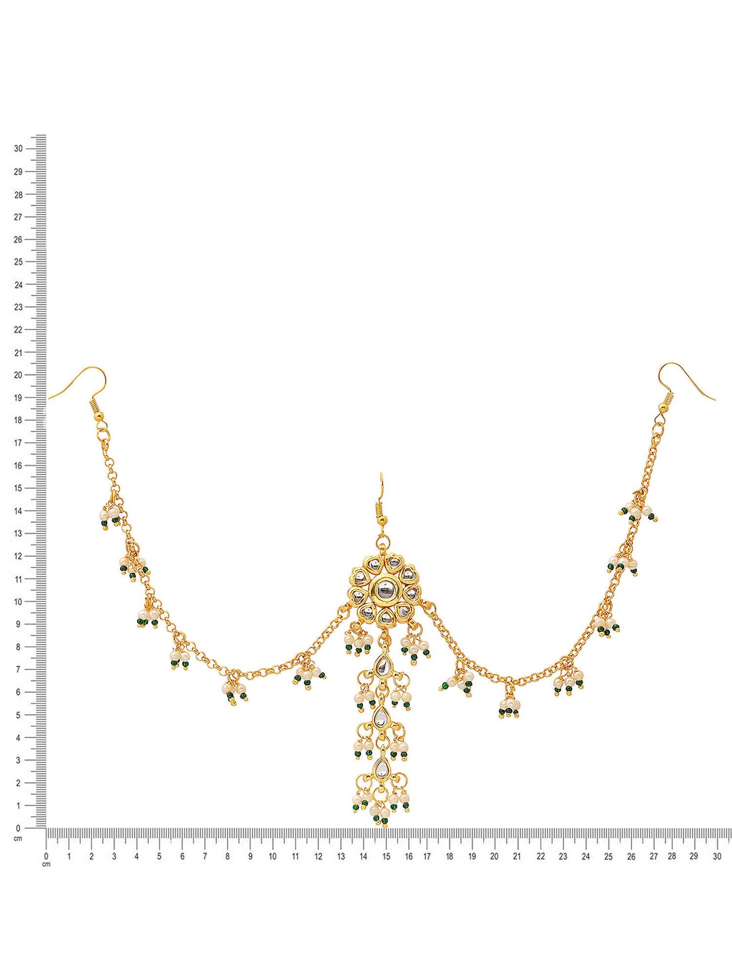 Ruby Raang Gold Flower Kundan Hair Jewelry
