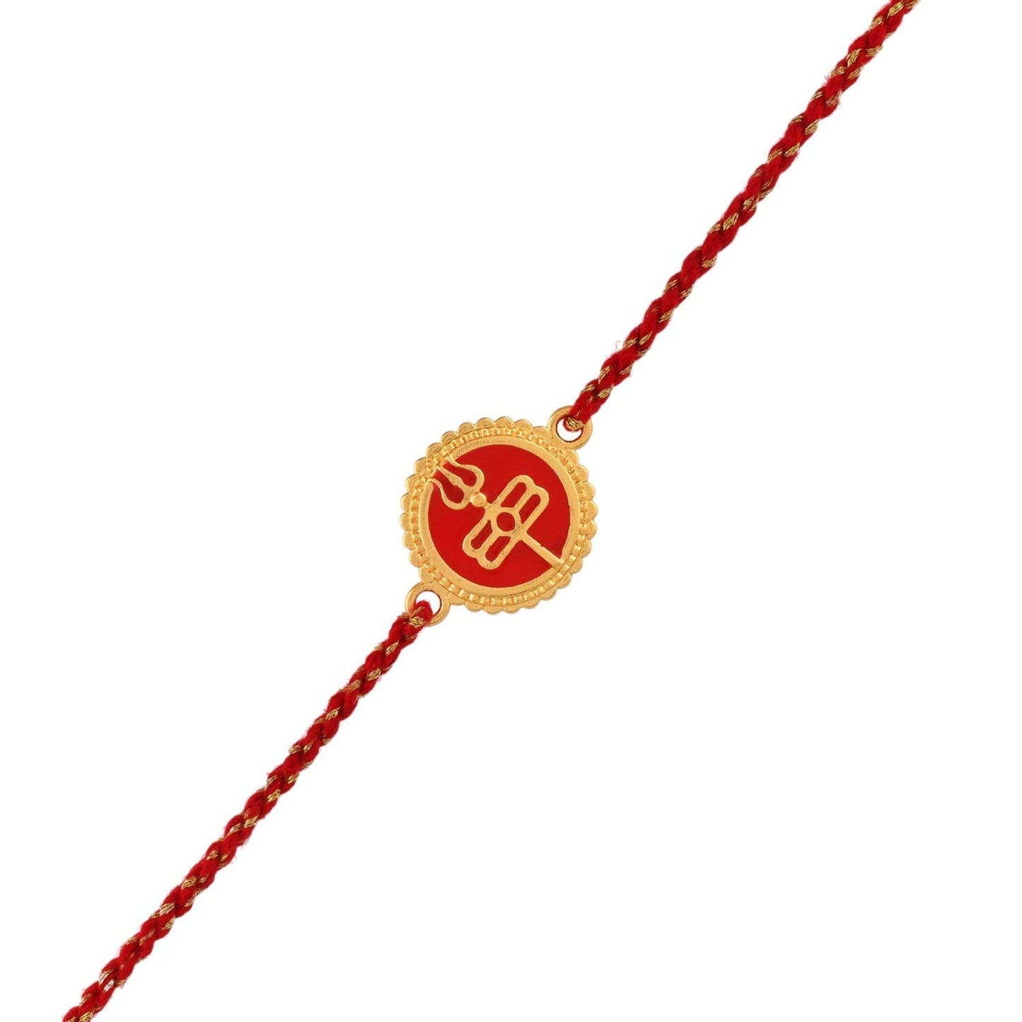 trueBrowns X Voylla Red Enamel And Gold Rudra-Tilaka Rakhi For Brother