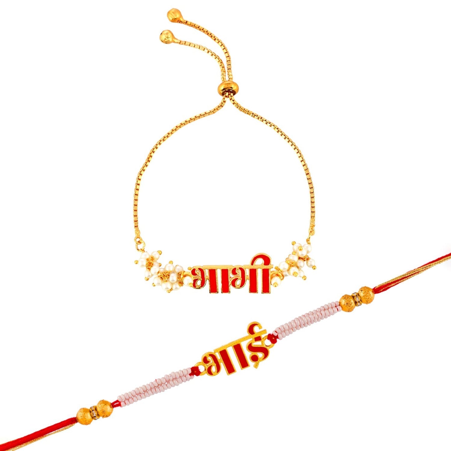 trueBrowns X Voylla Red Enamel Bhai-Bhabhi Lumba Rakhi Combo For Bhaiya Bhabhi