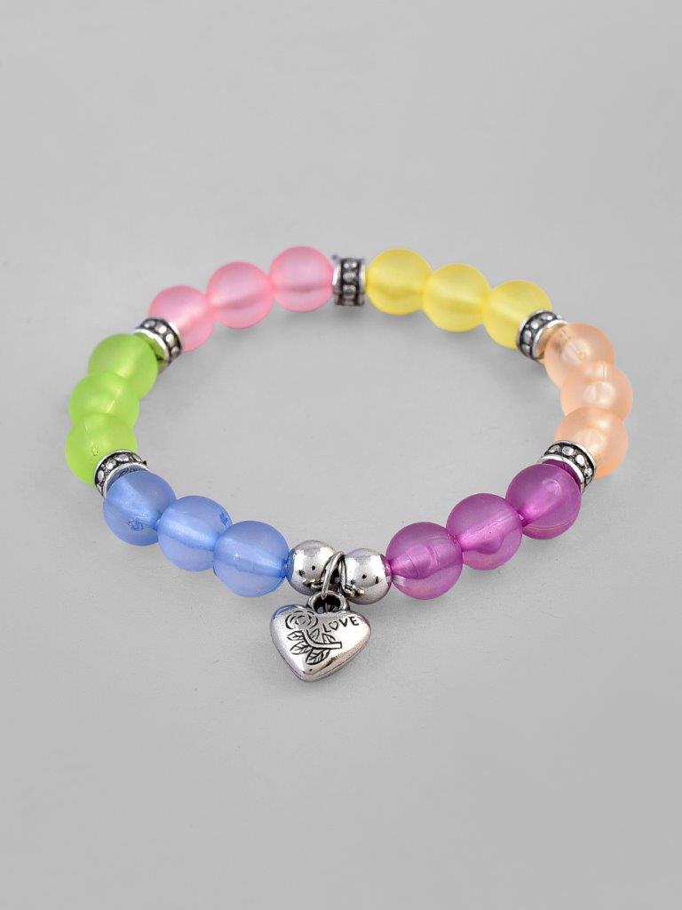 VOJ Multi Colour Beaded Elasticated Bracelet