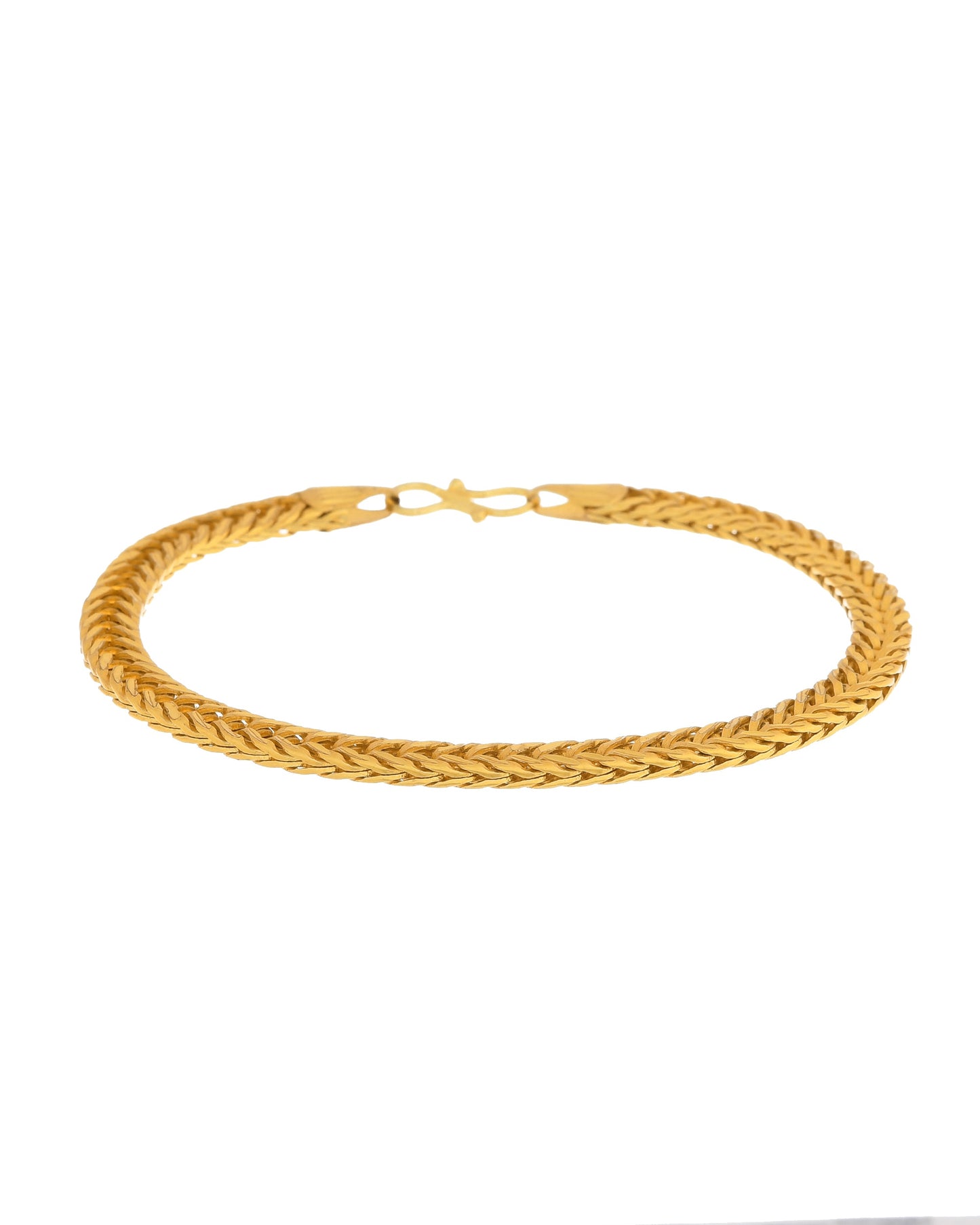 VOJ Men Gold Polished Stainless Steel Linked Bracelet