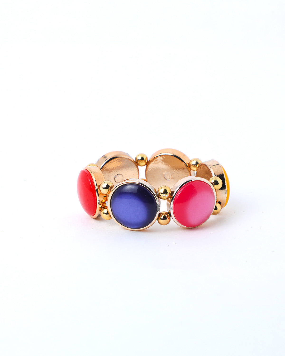 VOJ Gold-Polished With Multi Colored Stone Studded Wraparound Bracelet