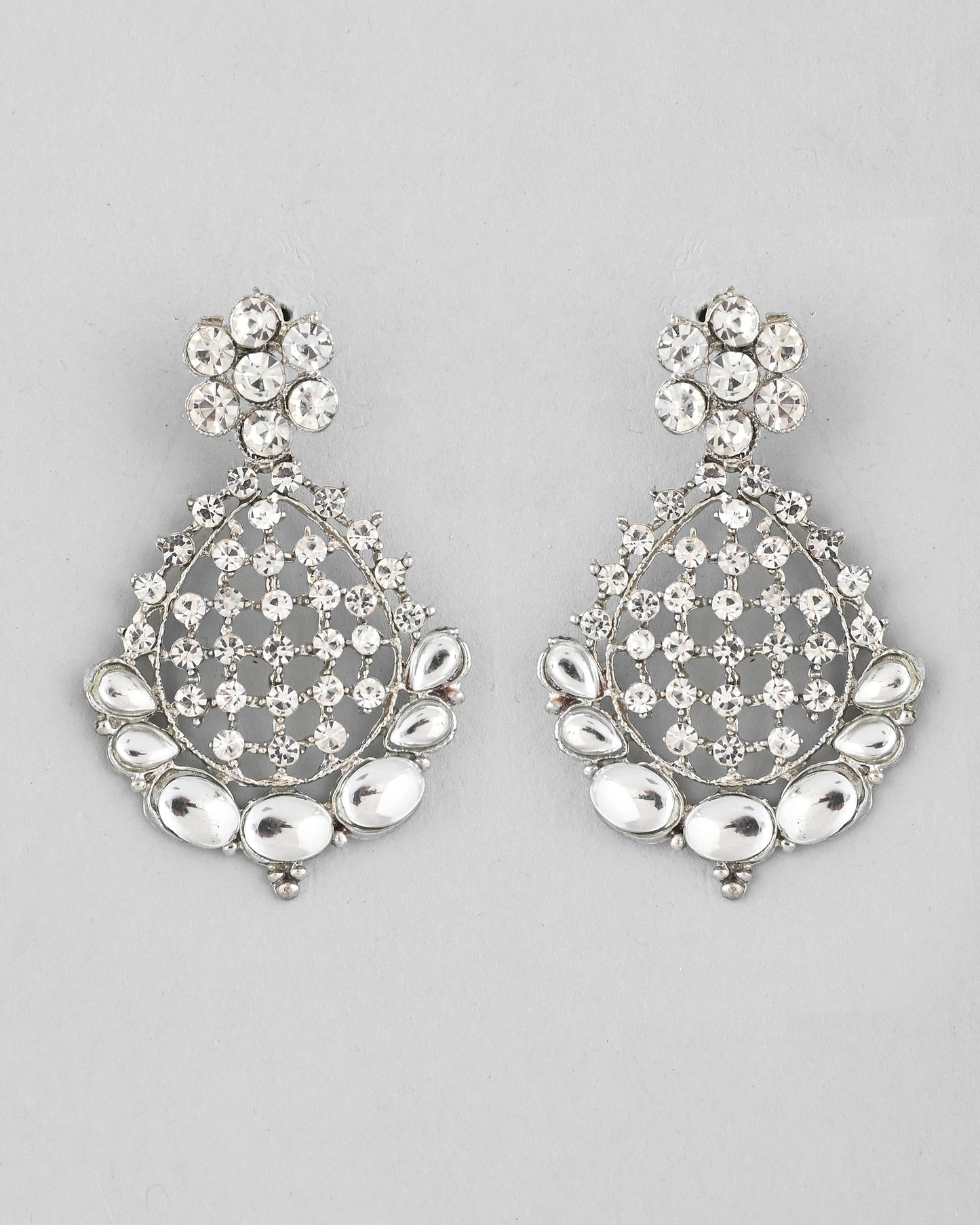 VOJ Silver Plated CZ-Stone Studded Choker Set With Mangtikka