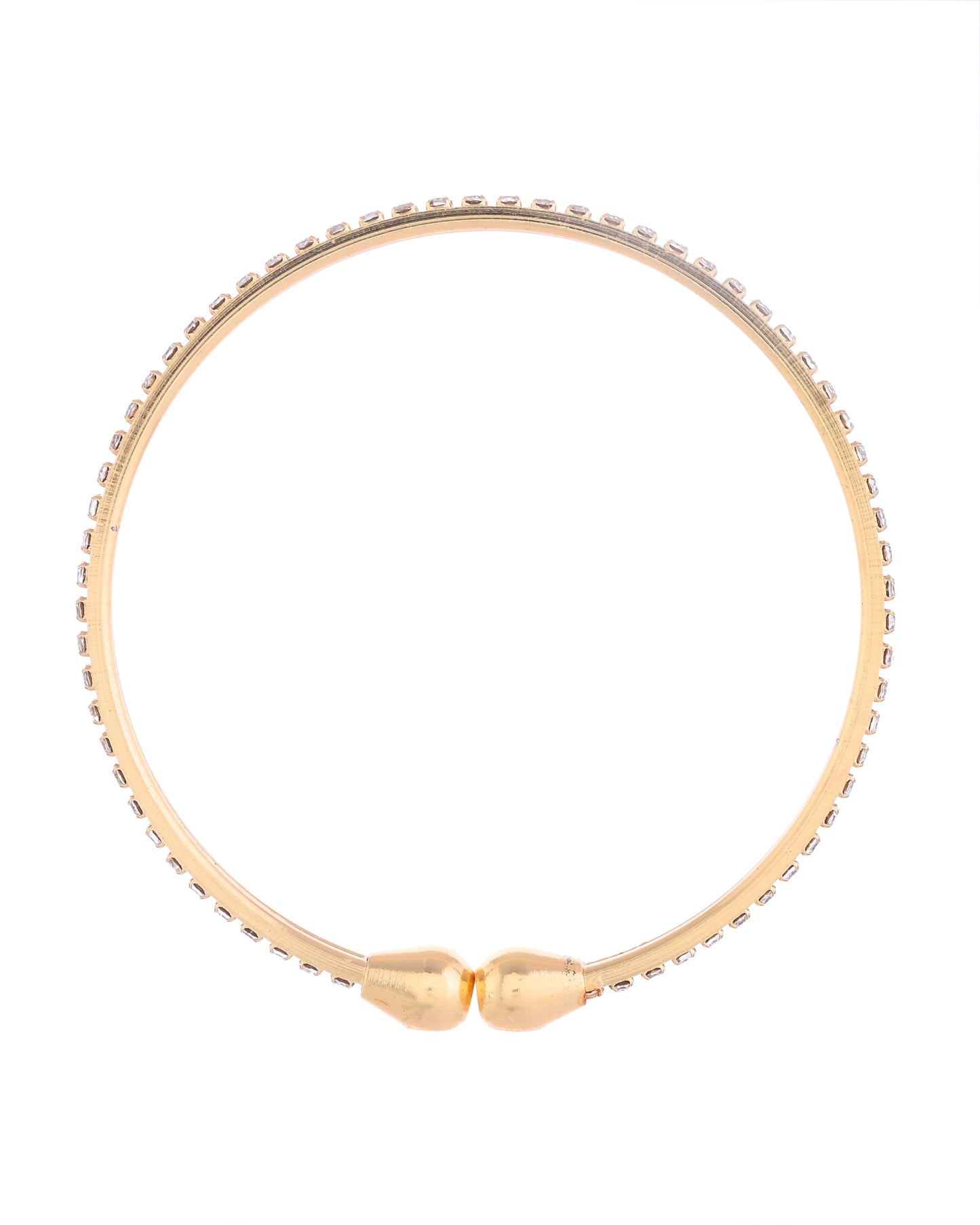 VOJ Set of 2 Gold-Polished AD Stones Studded Minimal Bangles