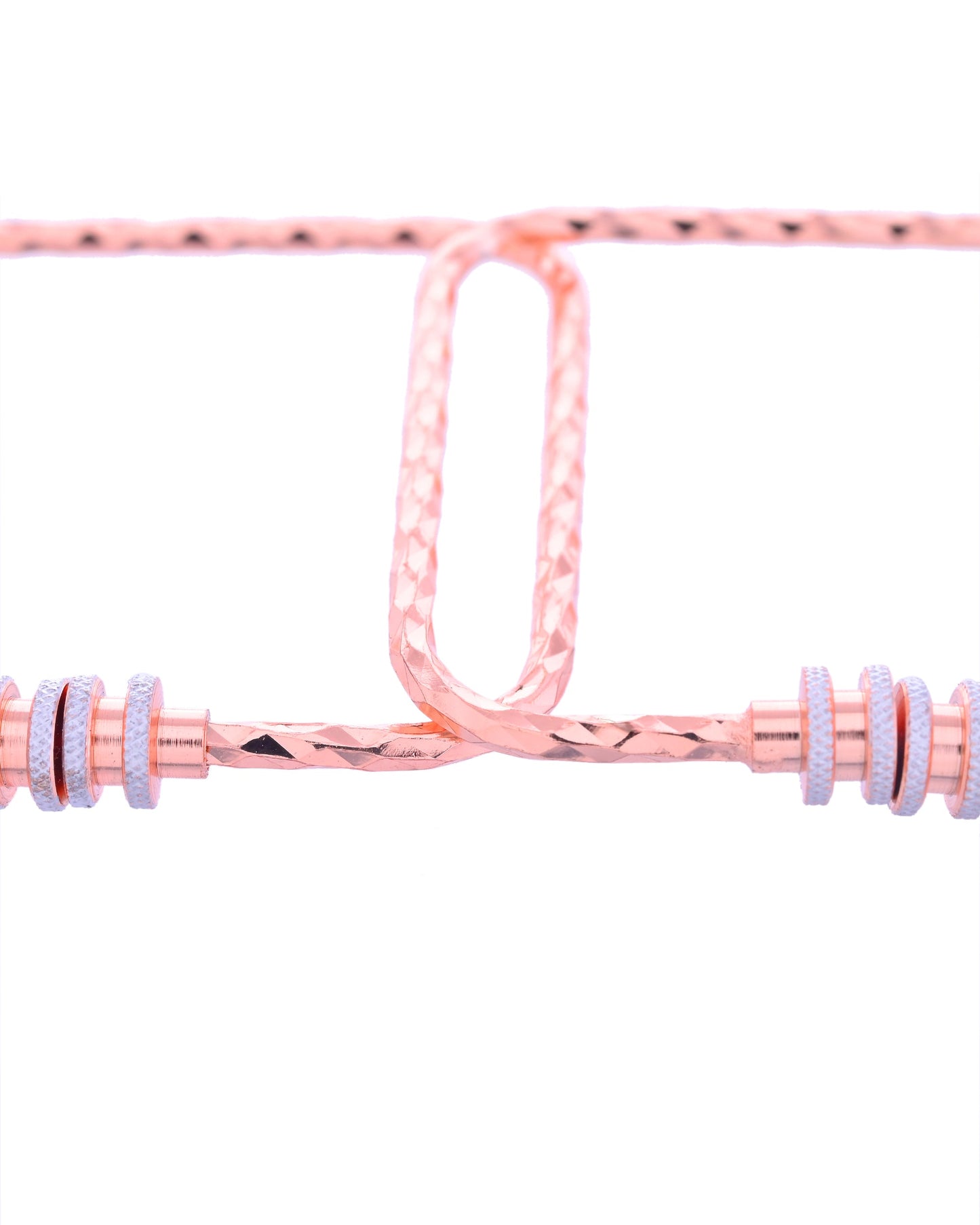 VOJ Set of 2 Rose Gold-Polished Square Shaped Bangles