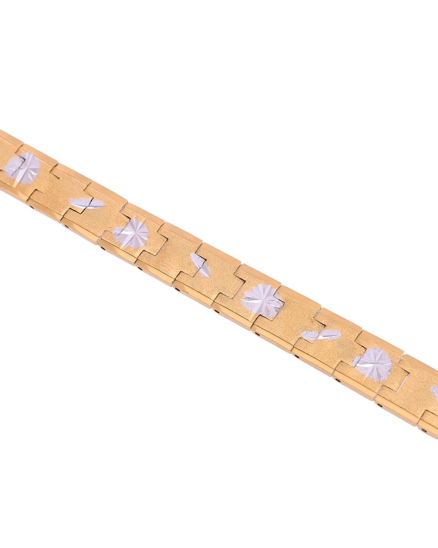 VOJ Gold And Silver Polished Textured Bracelet For Men