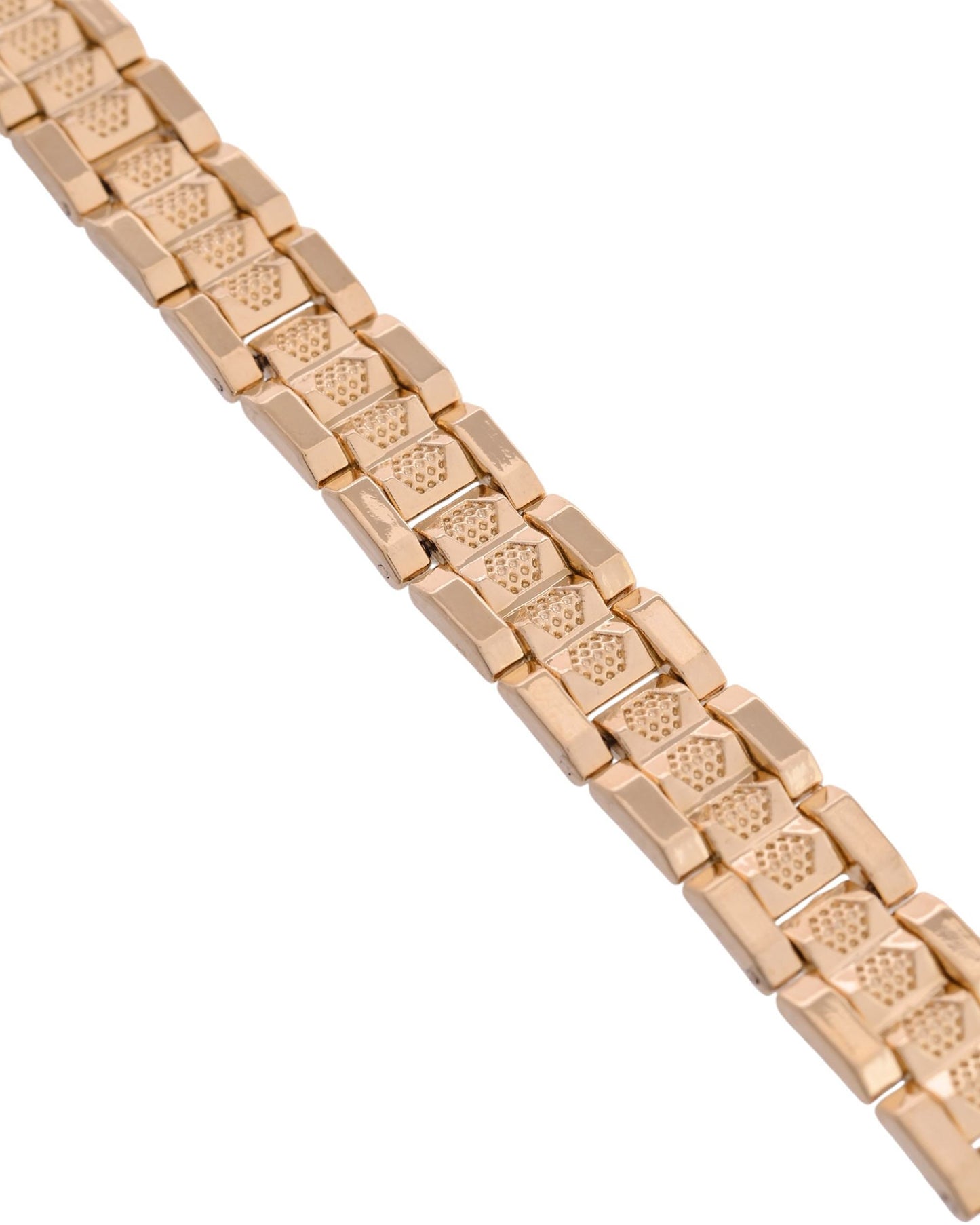VOJ Men's Gold-Toned Textured Tungsten Steel Magnetic Bracelet