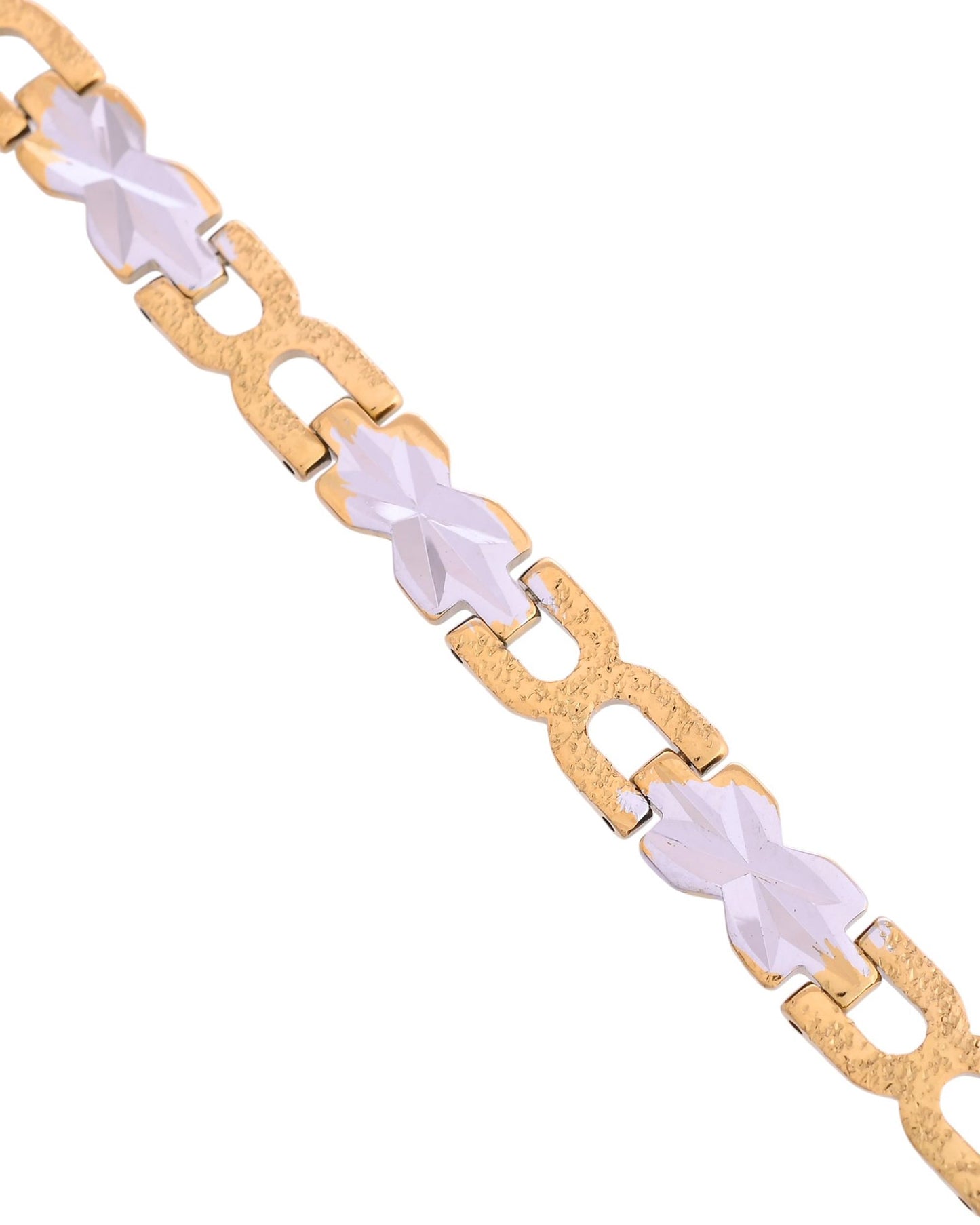 VOJ Men Gold Polished & Silver-Toned Exquisite Alloy Link Bracelet