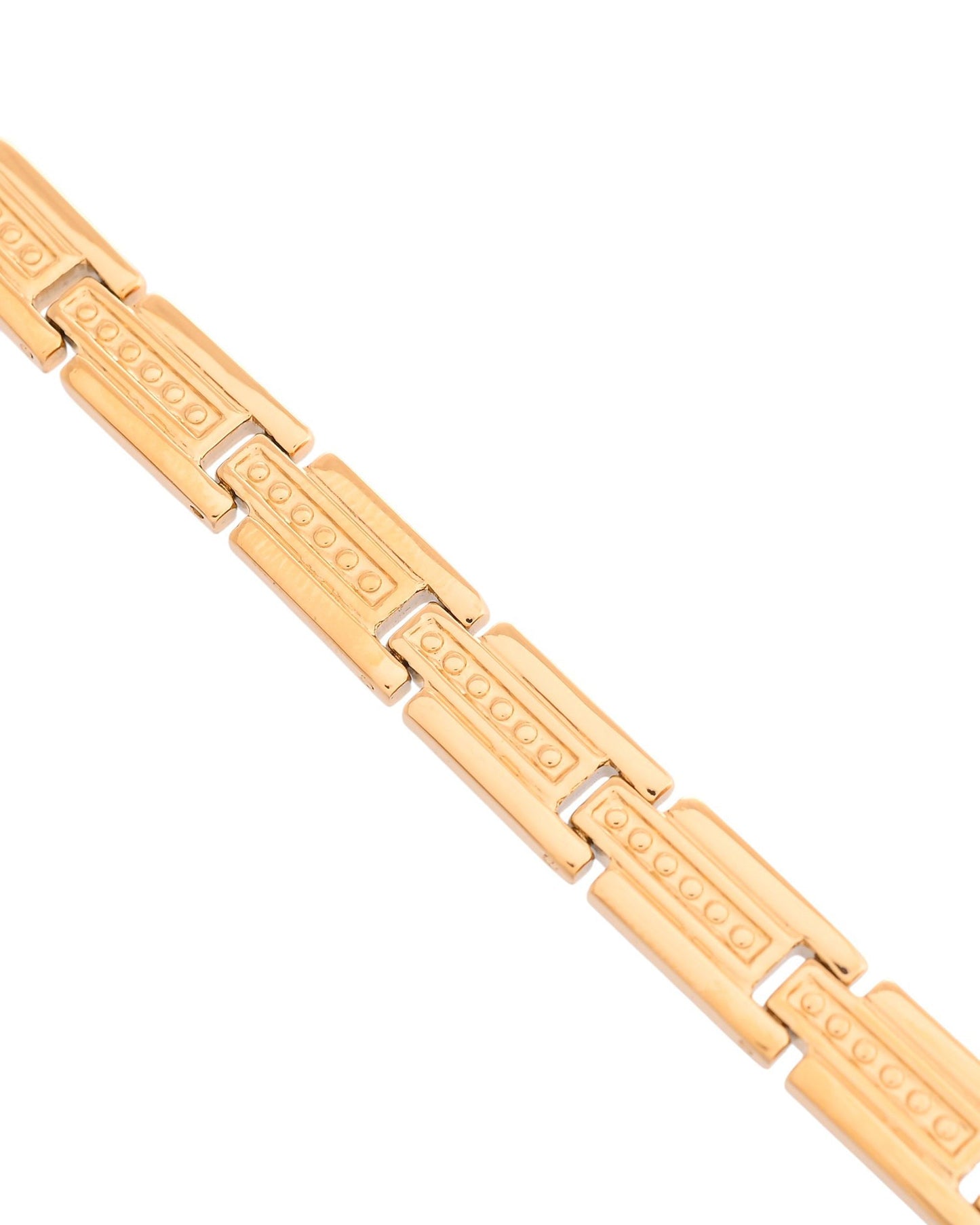 VOJ Men Gold Polished Textural Link Bracelet