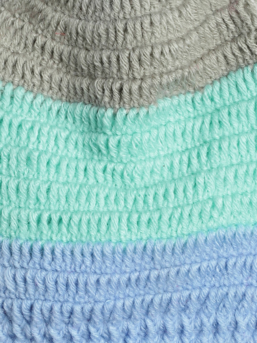 Chutput Kids Woollen Hand Knitted Colorblock Detailed Cap - Multi