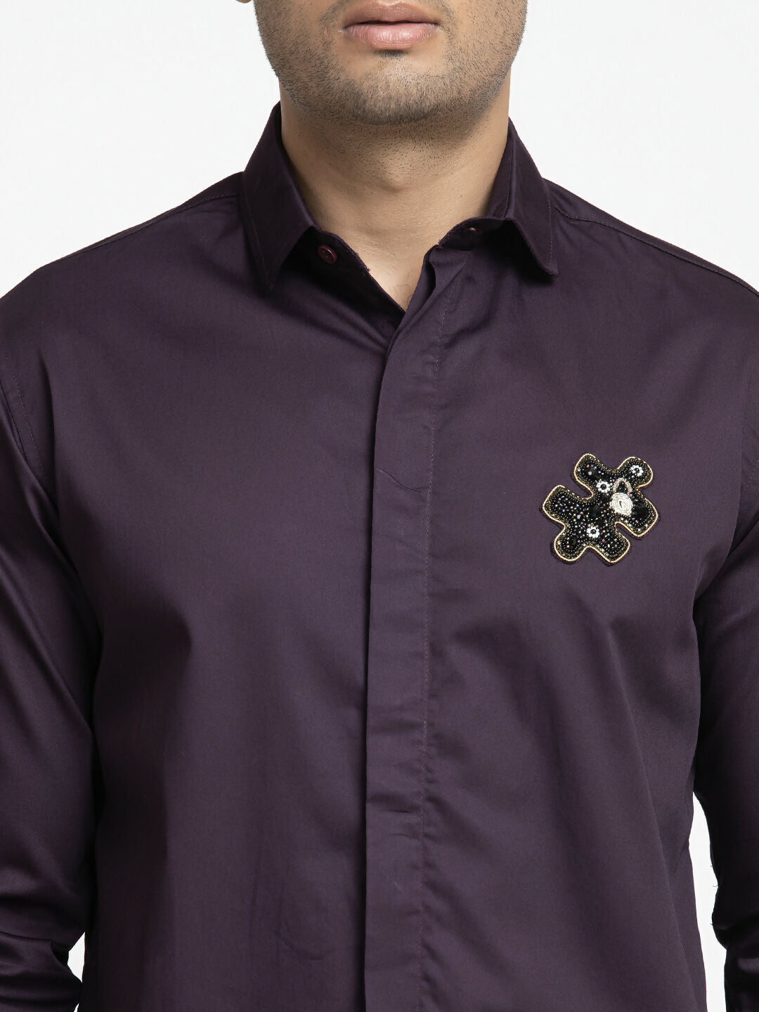 Puzzle Chip Embroidered Shirt by Hilo Design