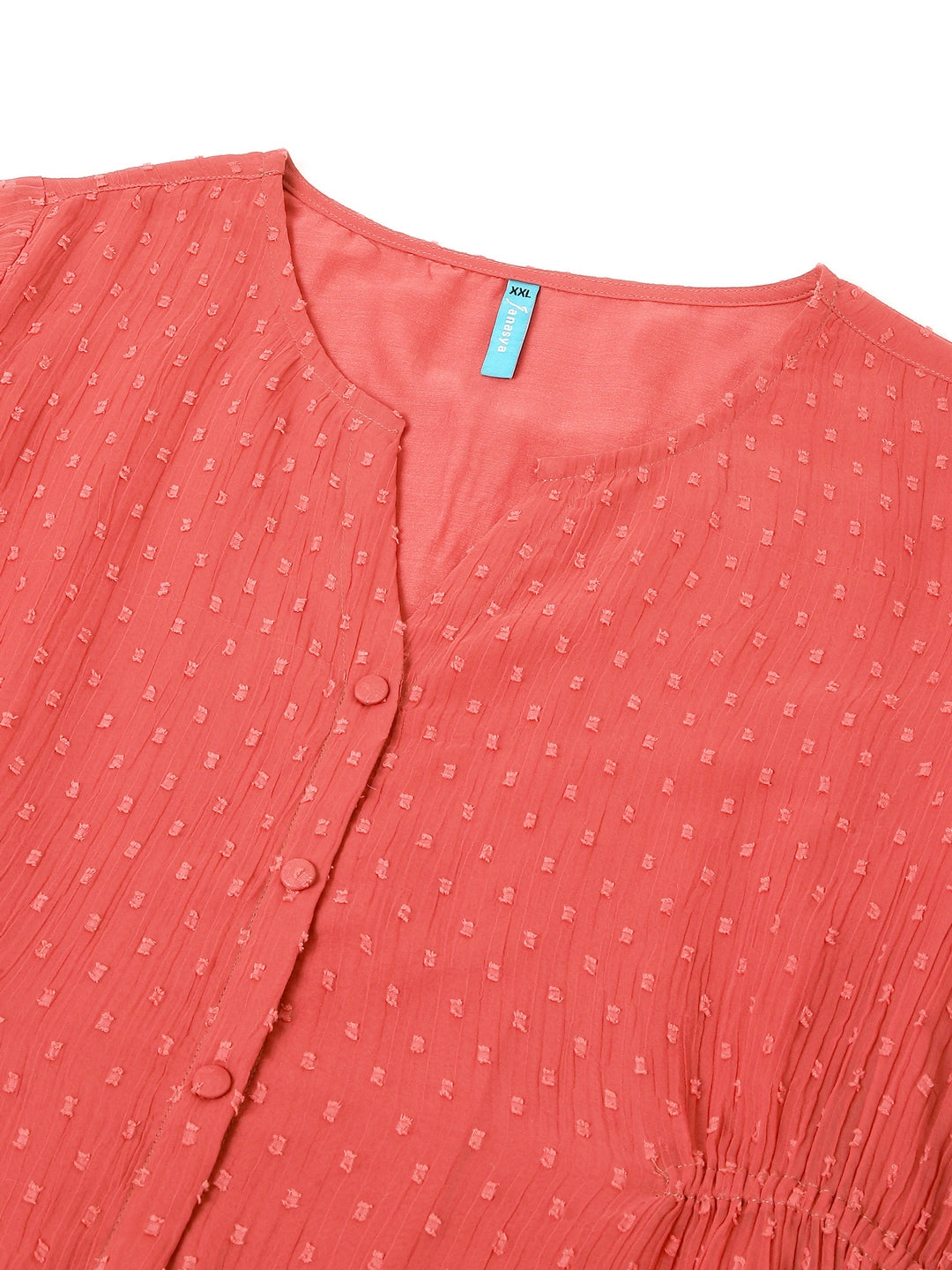 Janasya Light Dobby Chiffon Self Design A-Line Kurta