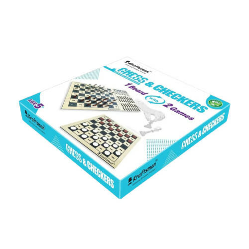 Kraftsman Wooden Chess & Checkers Combo Board Game | One Board Two Games