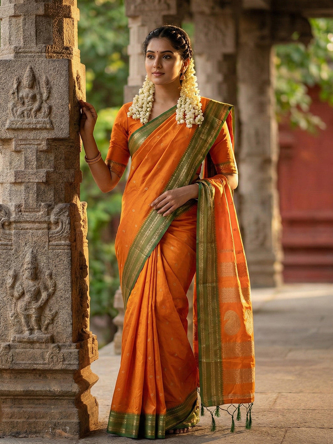 Anaita Yellow Silk Woven Saree With Blouse
