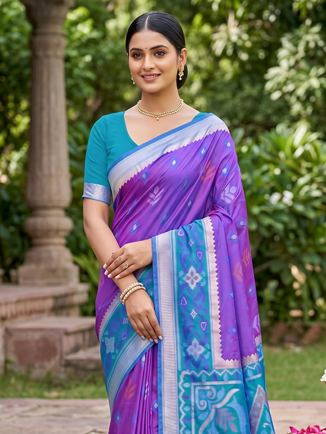 Shree Shyam Fashion Purple Soft Silk Saree