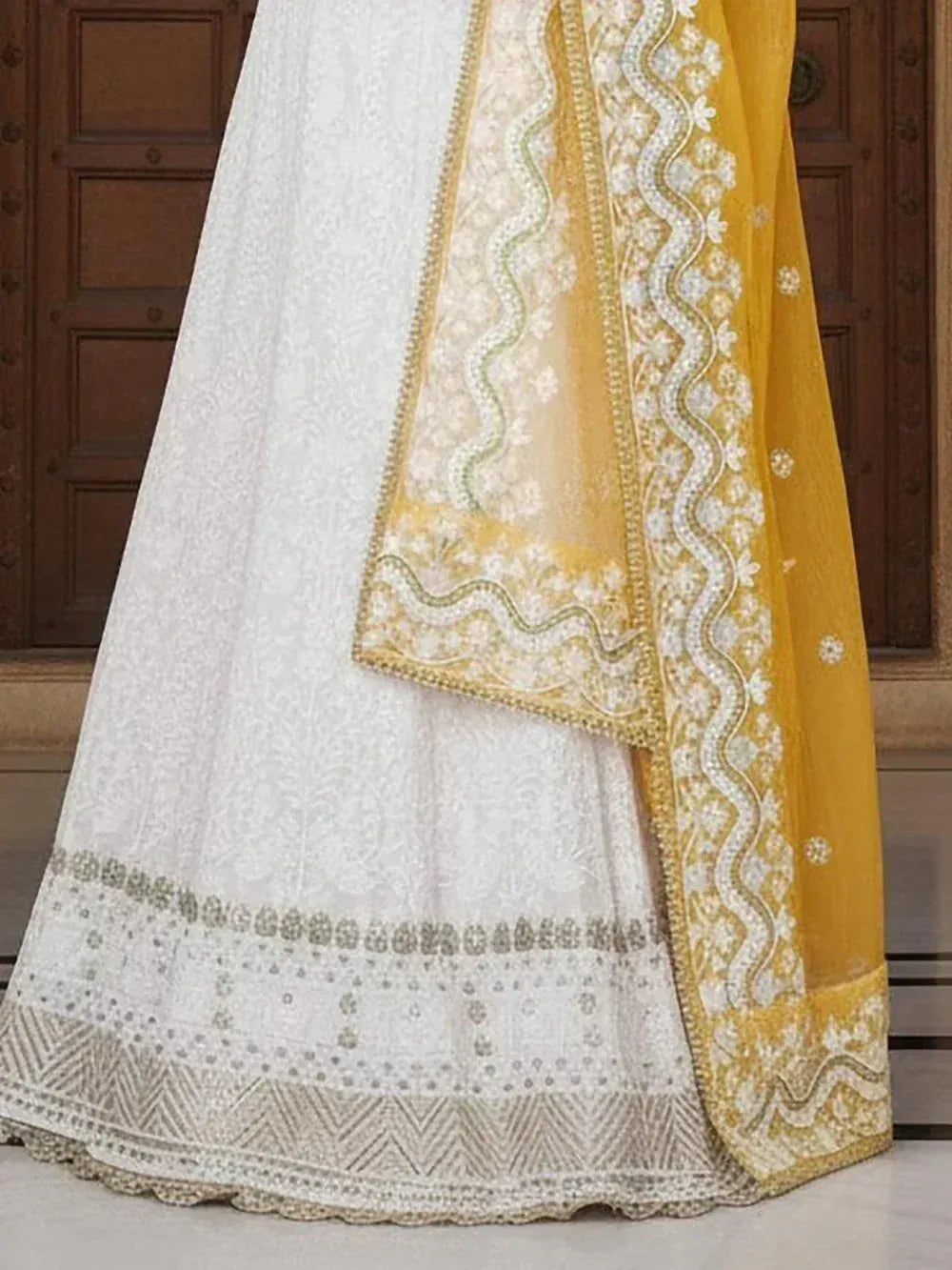 Tulsi Art Mesmerizing White Sequins Georgette Bollywood Lehenga Choli With Dupatta