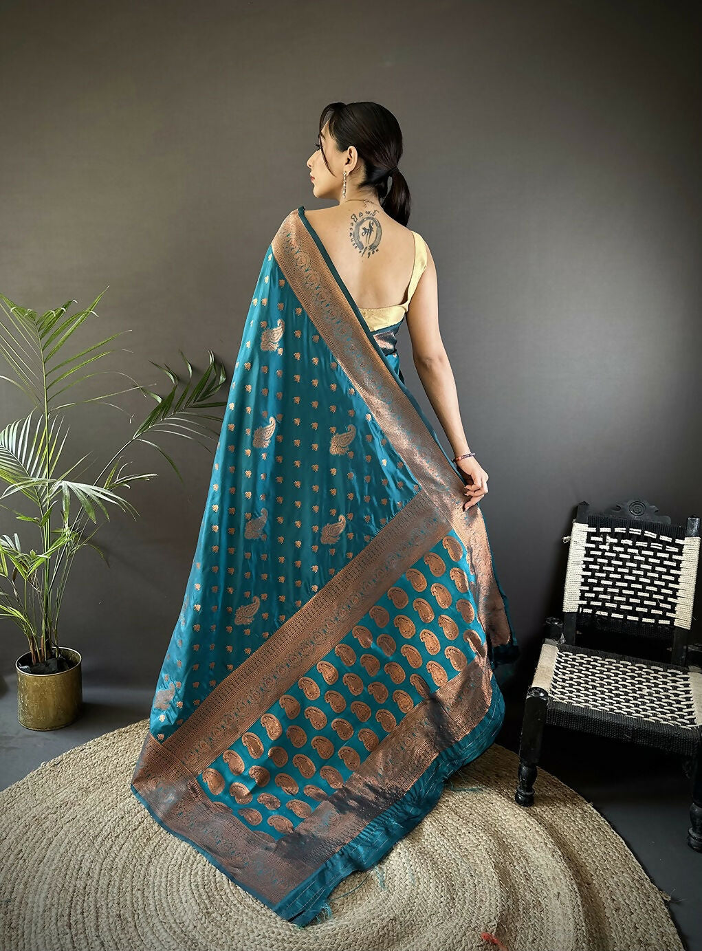 Joban Fashion Banarasi Blue Woven Soft Silk Saree
