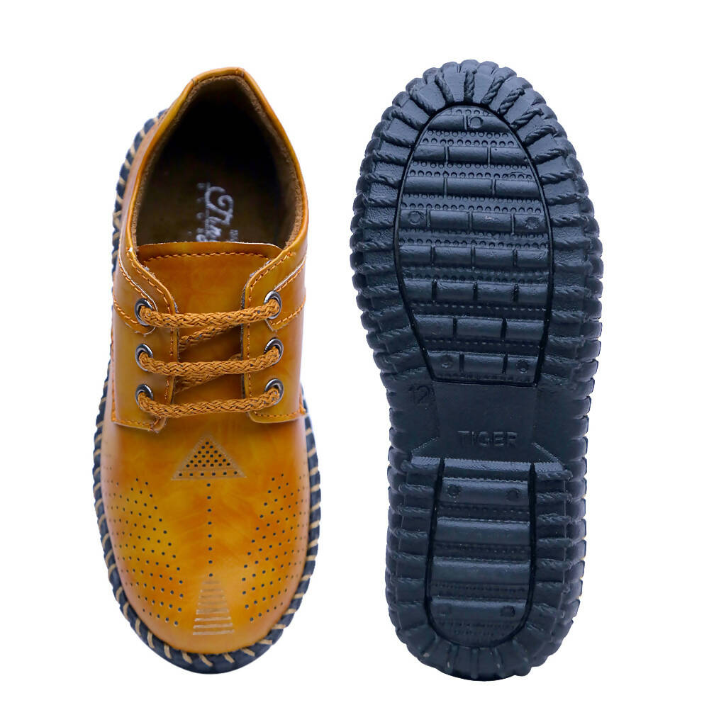Tiny Bugs Boys Casual Lace Up Shoes - Tan