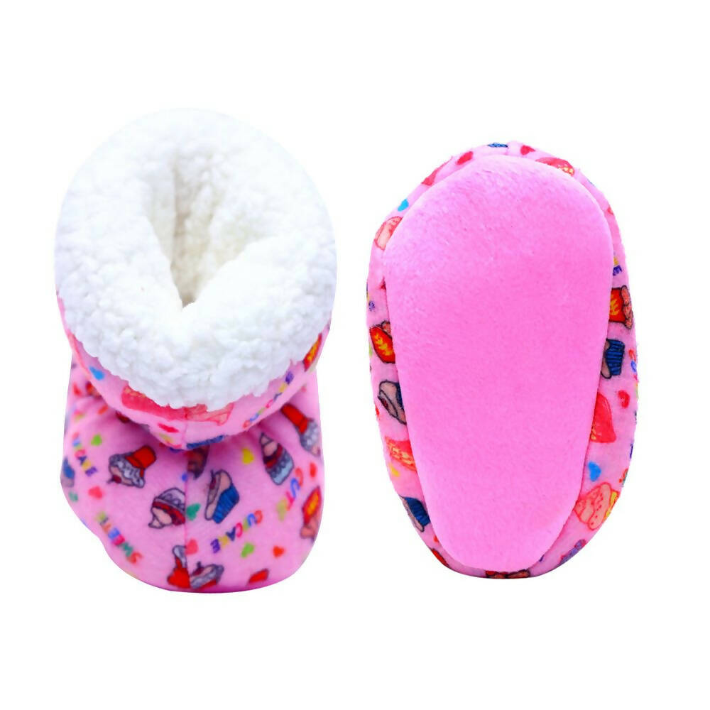 Tiny Bugs Unisex Printed Winter Booties - Pink