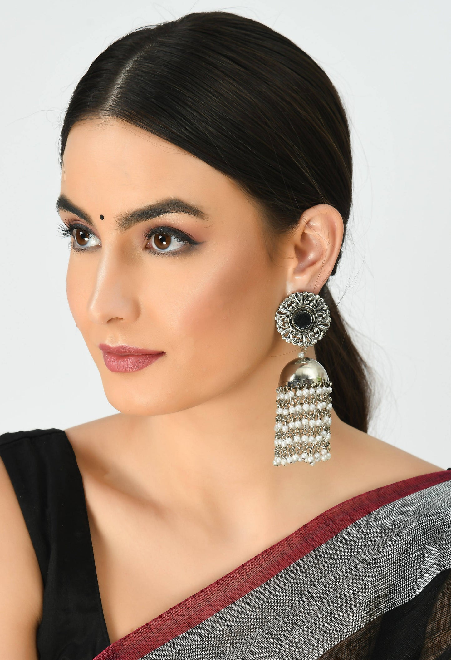 Mominos Fashion Johar Kamal Women's Earrings With Pearls Jhumkas