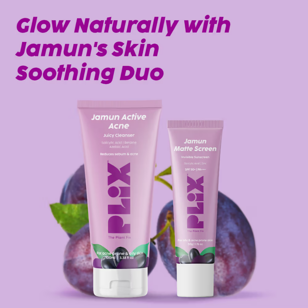 PLIX The Plant Fix Jamun Active Acne Kit With Spf 50+ Sunscreen & Juicy Cleanser
