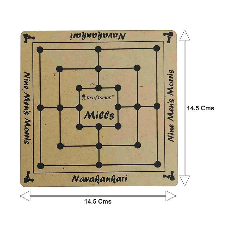 Kraftsman Nine Men's Morris | Navakankari | Daadi | Mills Travel Board Game