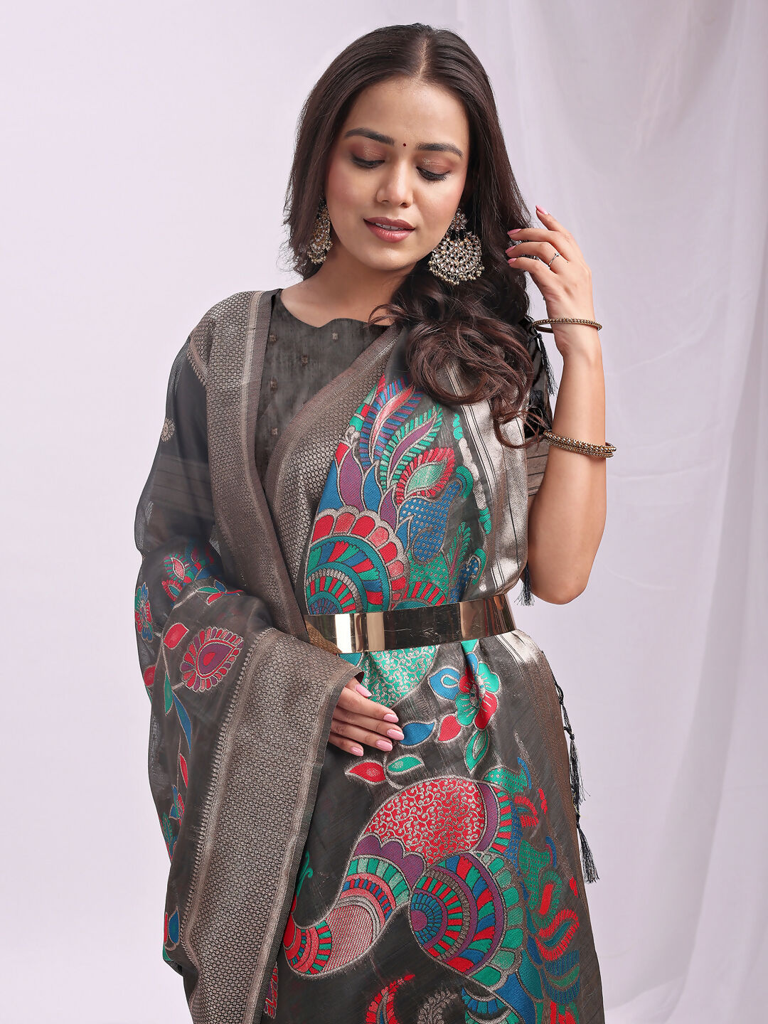 Shree Shyam Fashion Linen Cotton Grey Saree