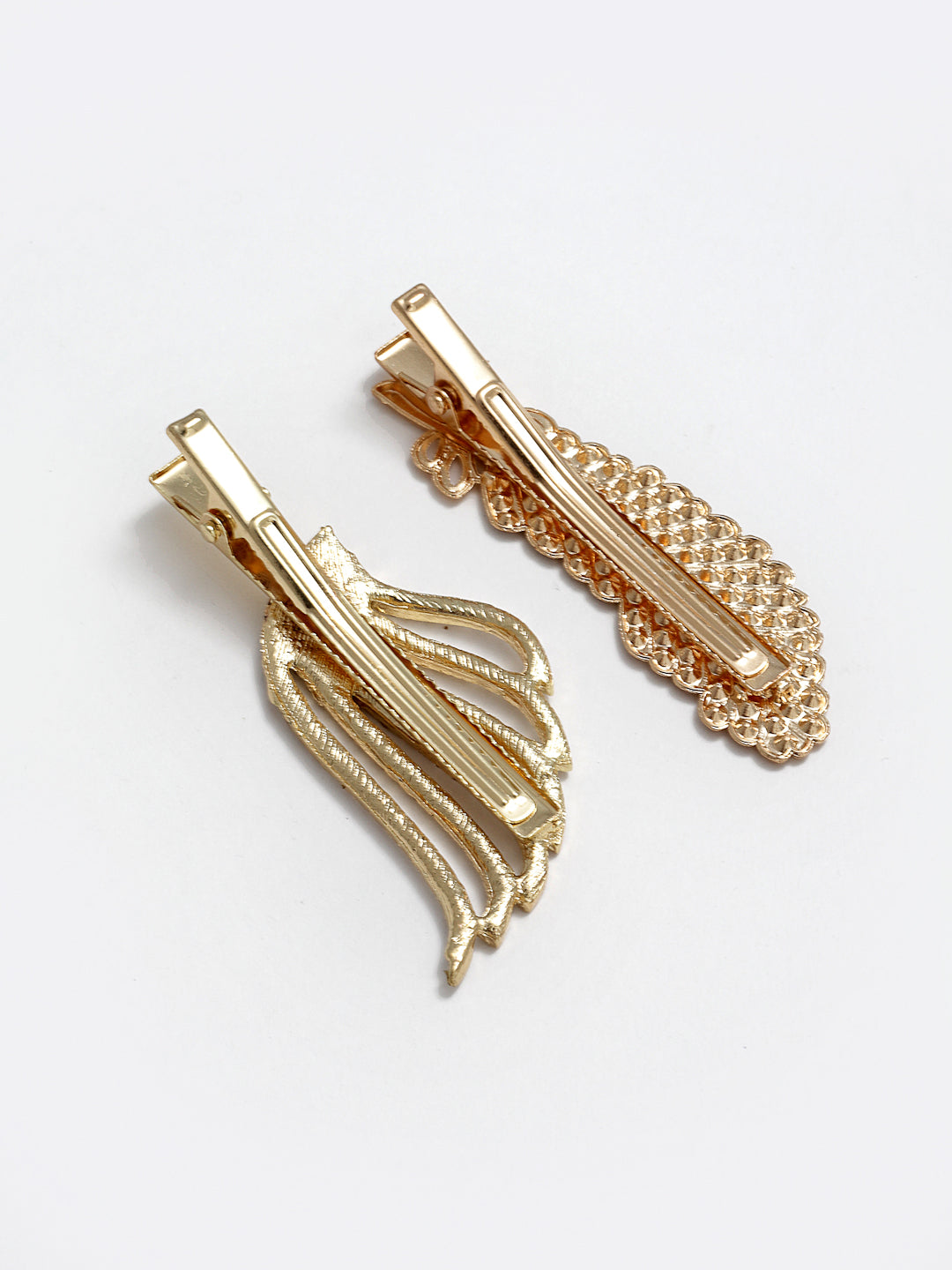 Panash Women Set of 2 Gold-Toned Cubic Zirconia-Studded Alligator Hair Clips