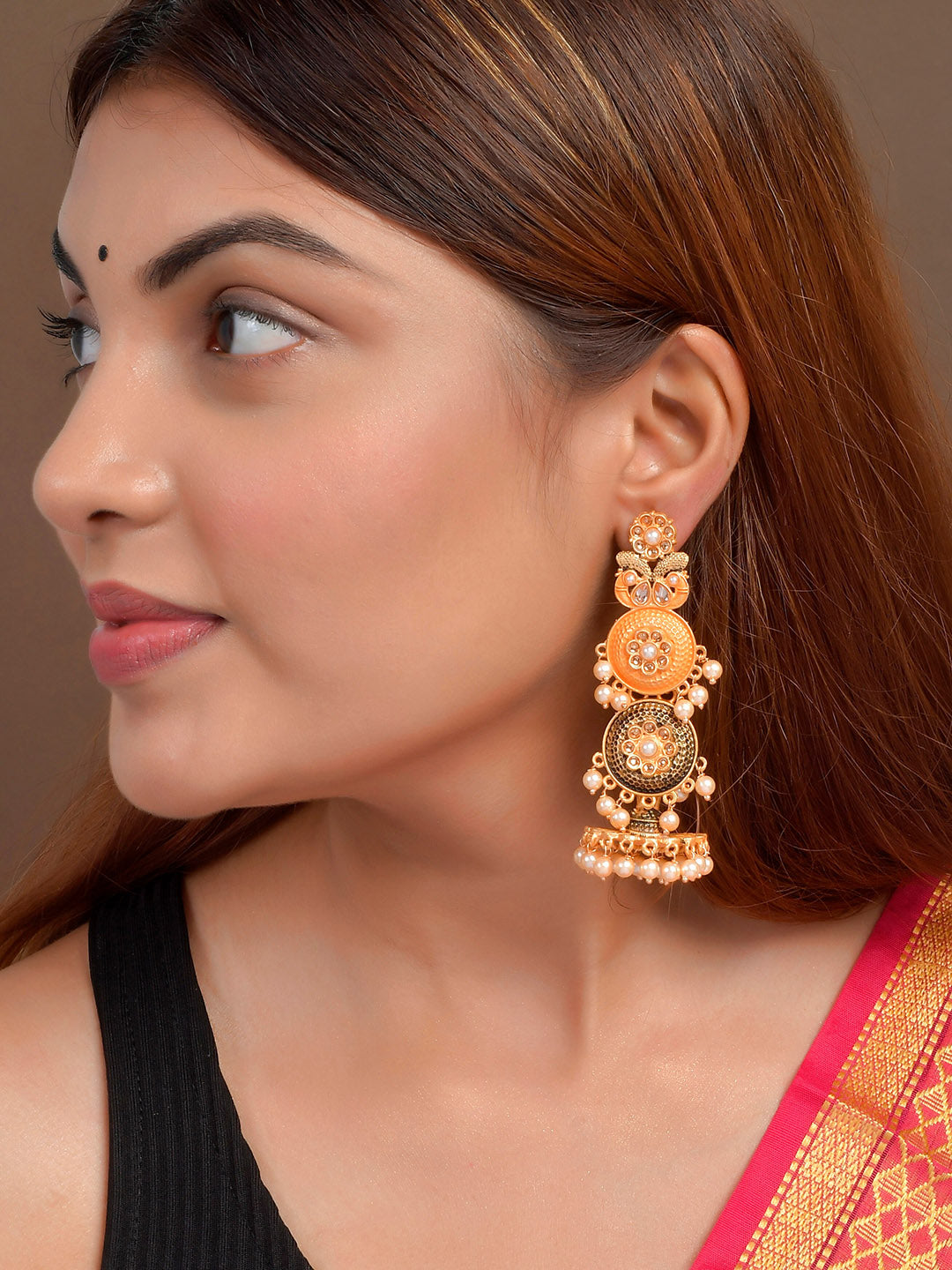 Shoshaa Gold-Toned Contemporary Jhumkas Earrings