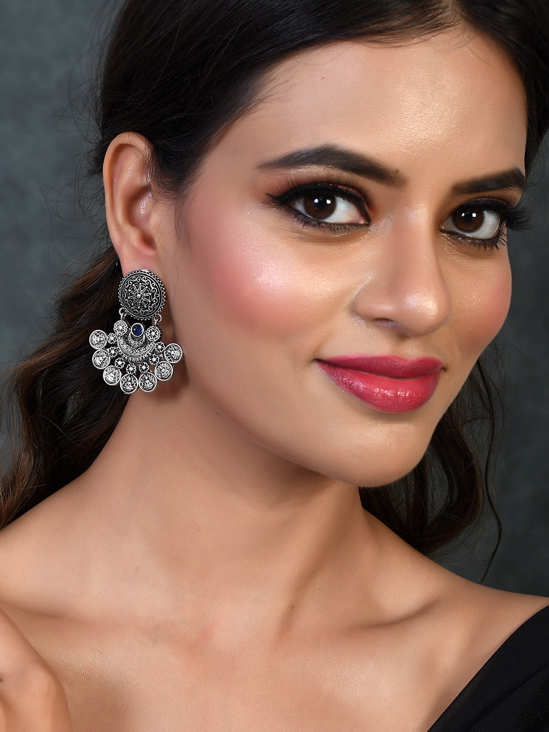 Shoshaa Silver-Toned Classic Chandbalis Earrings