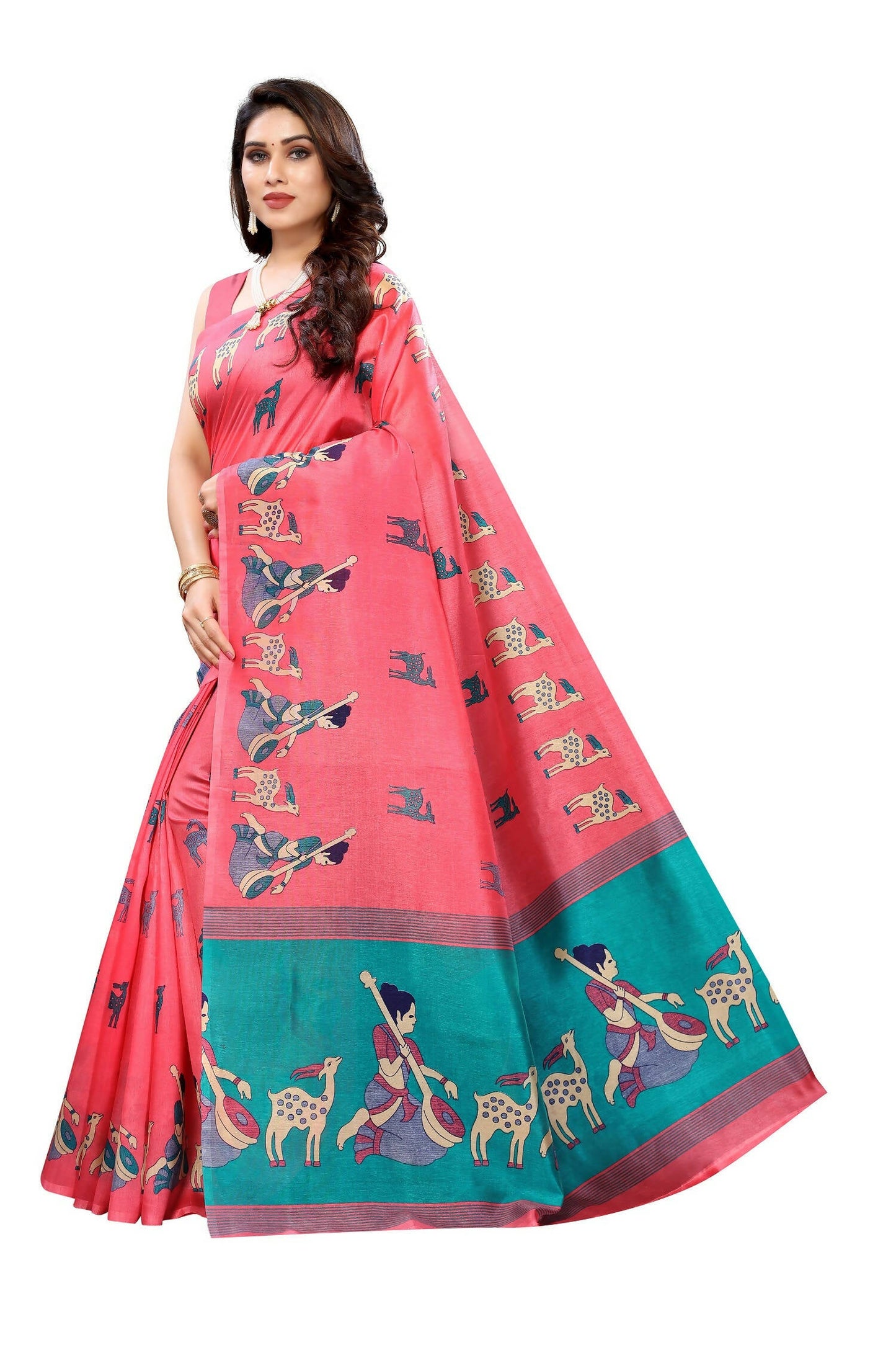 Vamika Pink Kalamkari With Jhalar Khadi Silk Saree