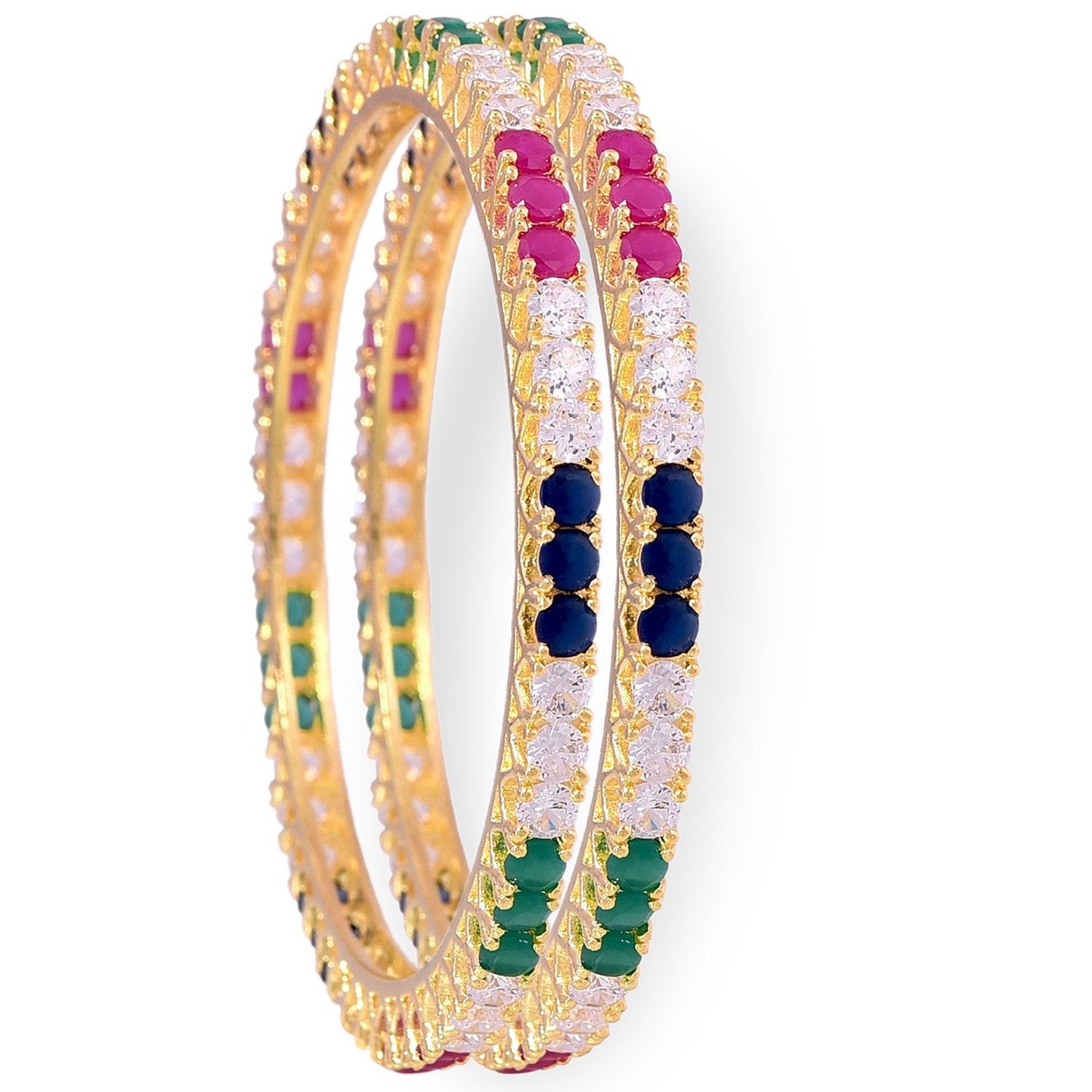 Gold-Polished Alloy Set Of 2 Multicolou Ad Bangles - The Pari