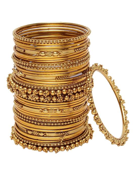Gold-Polished Alloy Set Of 2 Devdass Gold Bangles - The Pari