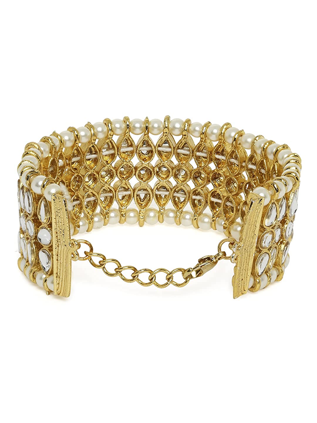 Gold-Polished Alloy Kundan Studded Bracelet - The Pari