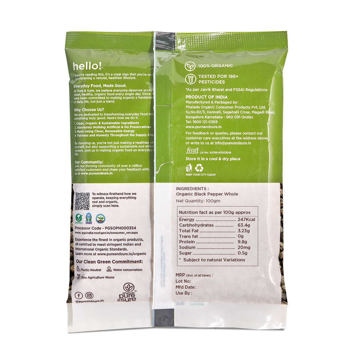 Pure & Sure Organic Black Pepper Whole